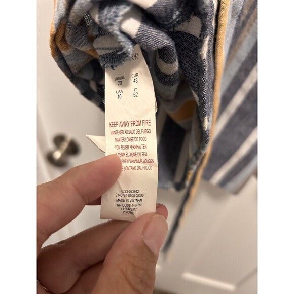 Plus Curvy Striped Cotton Blend Romper Size 16  Relaxed Fit Zipper Back Pockets - Picture 7 of 8